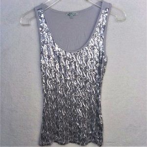 Charlotte Russe Gray Silver Sequence Tank Top Sm